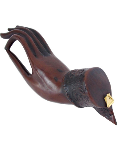 Escultura Mano de Buda Orquídea Azul 19 cm Resina Colgante