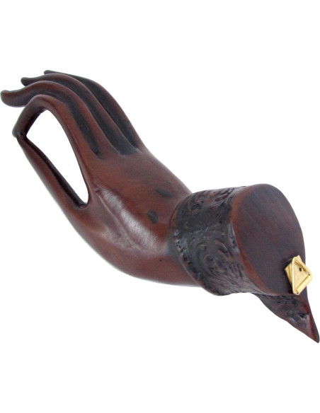 Escultura Mano de Buda Orquídea Azul 19 cm Resina Colgante