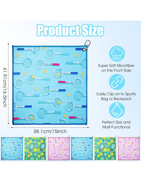 6 Toallas de Tenis Wutfuooo 38x42 cm Multicolor Absorbentes