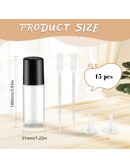 Set de 15 Botellas de Vidrio 30ml DynnnDy con Tapa Negra Set de 15 Botellas de Vidrio 30ml DynnnDy con Tapa Negra