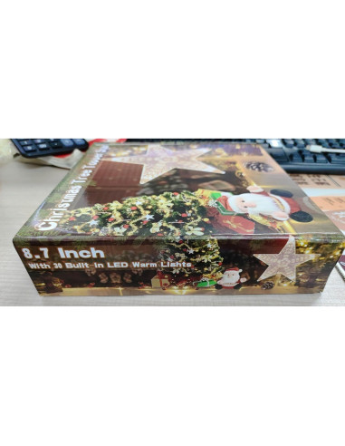 Adorno Superior Estrella de Ratan Natural LAWOHO 25.4 cm con 10 Luces LED