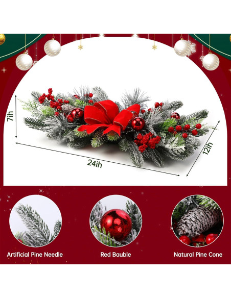 Centro de Mesa Navideño Suncalla 61 cm Guirnalda Decorativa