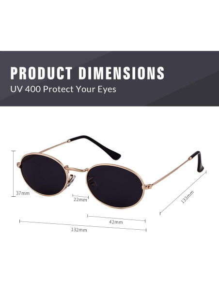 GIFIORE Gafas de Sol Ovaladas Vintage Retro 90s UV400