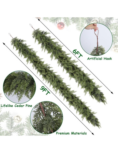 Guirnalda Navideña de Pino Cedro 6FT YOFIT - Decoración Interior/Exterior
