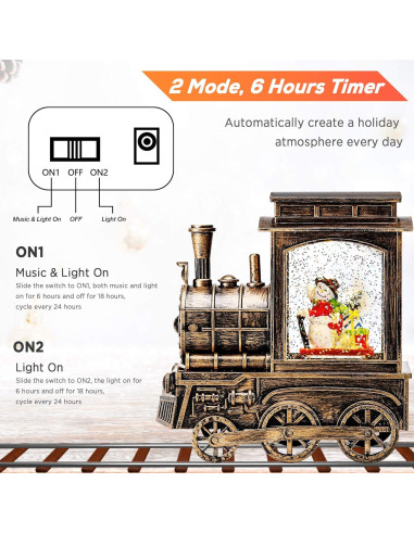 Lámpara de Globo de Nieve Navidad IPOW con Tren Musical 17.5cm