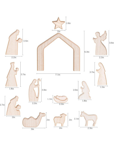 Conjunto de Escena de Natividad NEROSUN 13 Piezas Madera