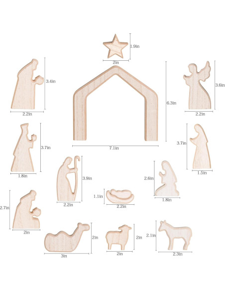 Conjunto de Escena de Natividad NEROSUN 13 Piezas Madera