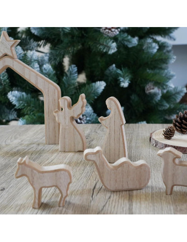 Conjunto de Escena de Natividad NEROSUN 13 Piezas Madera