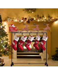 Soporte para Medias de Navidad YEAHOME con Santa y Renos 2