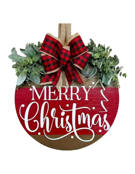 Corona de Navidad de Madera WAZOCI 30cm Feliz Navidad