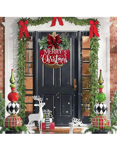 Corona de Navidad de Madera WAZOCI 30cm Feliz Navidad