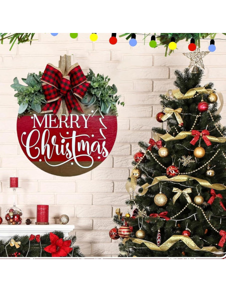 Corona de Navidad de Madera WAZOCI 30cm Feliz Navidad