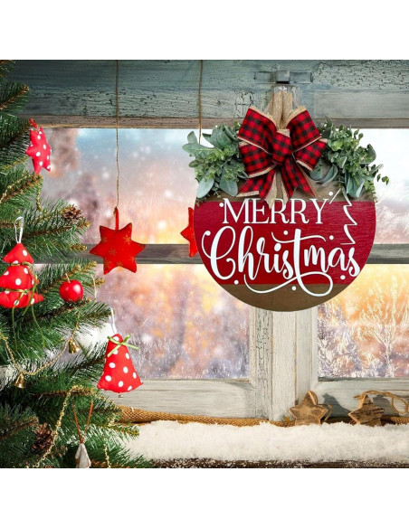 Corona de Navidad de Madera WAZOCI 30cm Feliz Navidad