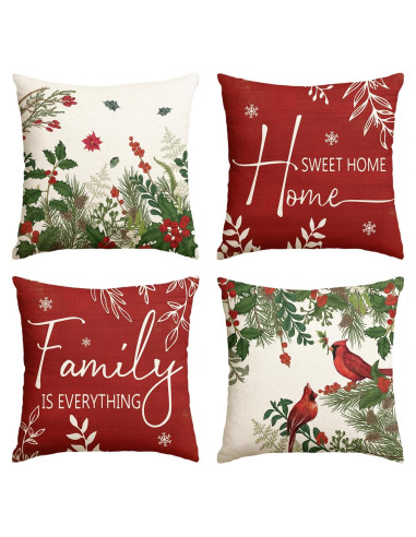 Fundas de Cojín Navidad AVOIN colorlife 45x45 cm Juego de 4