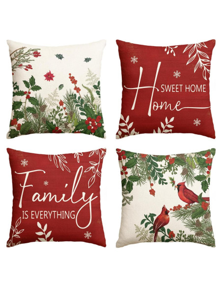 Fundas de Cojín Navidad AVOIN colorlife 45x45 cm Juego de 4