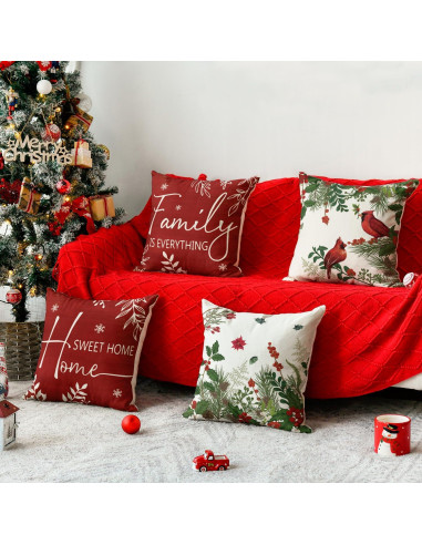 Fundas de Cojín Navidad AVOIN colorlife 45x45 cm Juego de 4