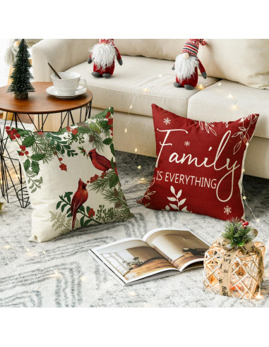 Fundas de Cojín Navidad AVOIN colorlife 45x45 cm Juego de 4