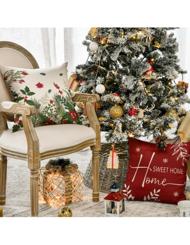 Fundas de Cojín Navidad AVOIN colorlife 45x45 cm Juego de 4