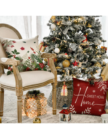 Fundas de Cojín Navidad AVOIN colorlife 45x45 cm Juego de 4