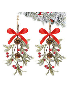 Adorno Colgante de Muérdago Artificial Giegxin 2 Piezas