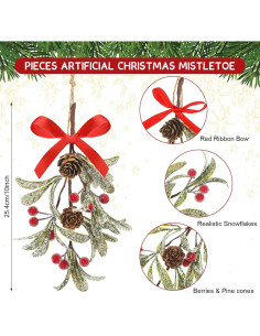 Adorno Colgante de Muérdago Artificial Giegxin 2 Piezas 2