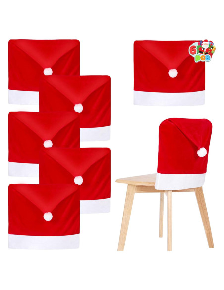 Fundas de Silla de Navidad JOYIN - 6 Pcs Sombrero Rojo