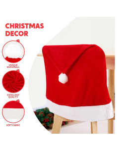 Fundas de Silla de Navidad JOYIN - 6 Pcs Sombrero Rojo 2