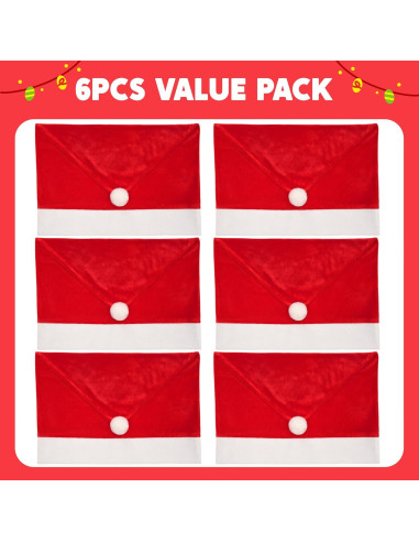 Fundas de Silla de Navidad JOYIN - 6 Pcs Sombrero Rojo