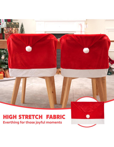 Fundas de Silla de Navidad JOYIN - 6 Pcs Sombrero Rojo