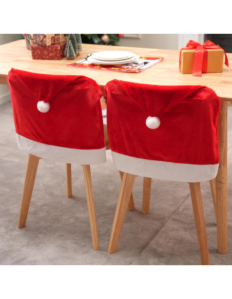 Fundas de Silla de Navidad JOYIN - 6 Pcs Sombrero Rojo