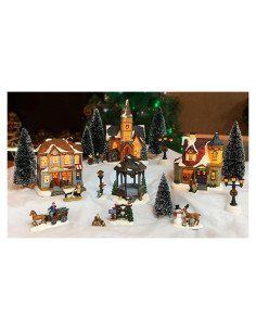 Set de Pueblo Navideño Iluminado 20 Piezas MOMENTOS EN EL TIEMPO