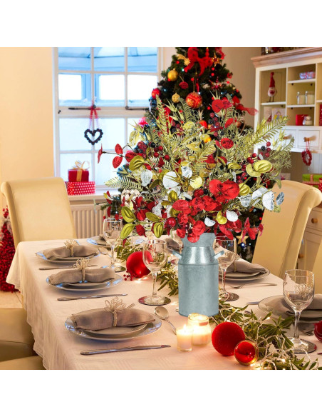 Centro de Mesa Navideño Obbsie con Flores Artificiales y Jarrón