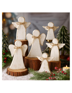Juego de 6 Decoraciones de Mesa de Ángel de Navidad Yerliker