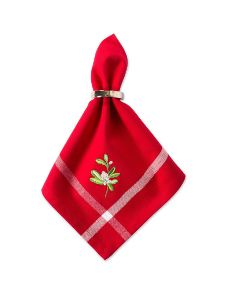 Juego de 6 Servilletas Cuadradas DII 100% Algodón Muérdago 50.8 cm