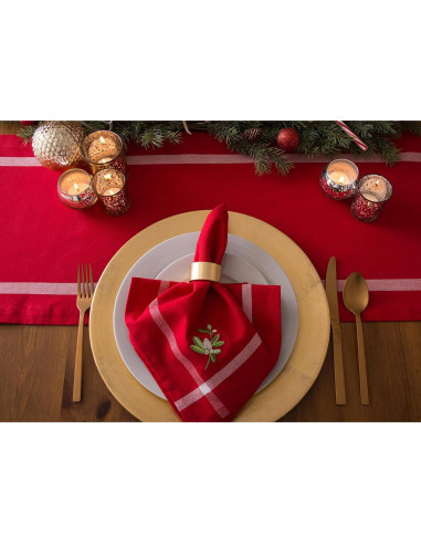 Juego de 6 Servilletas Cuadradas DII 100% Algodón Muérdago 50.8 cm