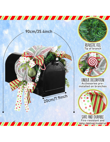 Adorno de Buzón de Navidad Knitgrip 90x20 cm Verde Rojo