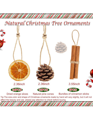 40 Adornos Naturales para Árbol de Navidad SOVOEY - Frutas Secas