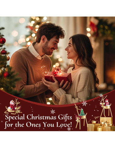 Portavelas de Reno Navideño Inweder - 6 Piezas Doradas