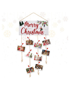 Soporte de Tarjetas de Navidad Ychelhr Blanco con 30 Clips