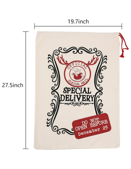 Saco de Navidad Santa LessMo Grande Reutilizable 69.85x50.04cm