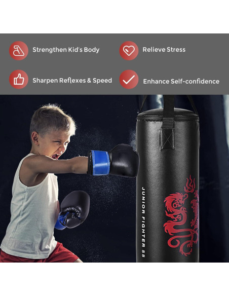 Costzon Bolsa de Boxeo para Niños con Guantes y Cuerda