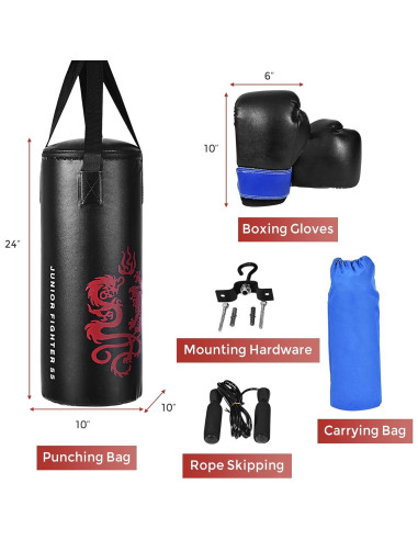 Costzon Bolsa de Boxeo para Niños con Guantes y Cuerda