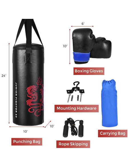 Costzon Bolsa de Boxeo para Niños con Guantes y Cuerda