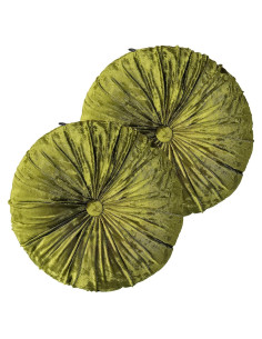 Pack 2 Cojines Redondos de Suelo Verpert Terciopelo Verde