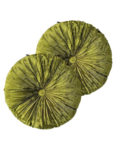 Pack 2 Cojines Redondos de Suelo Verpert Terciopelo Verde