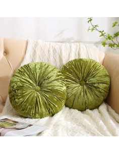 Pack 2 Cojines Redondos de Suelo Verpert Terciopelo Verde 2