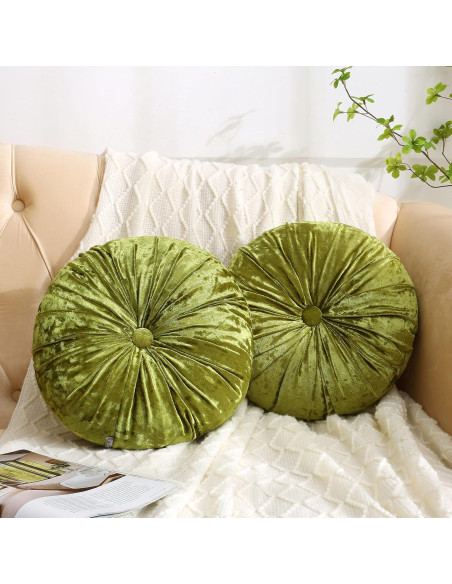 Pack 2 Cojines Redondos de Suelo Verpert Terciopelo Verde