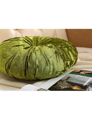 Pack 2 Cojines Redondos de Suelo Verpert Terciopelo Verde