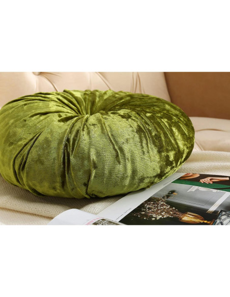 Pack 2 Cojines Redondos de Suelo Verpert Terciopelo Verde