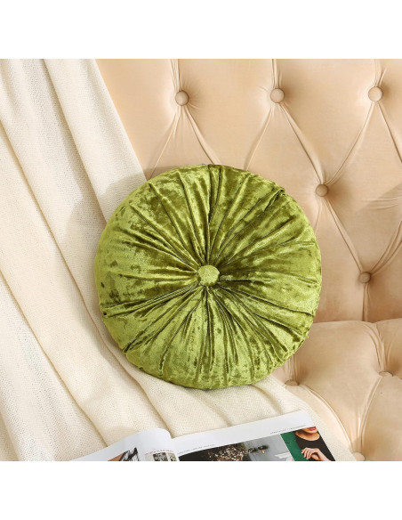 Pack 2 Cojines Redondos de Suelo Verpert Terciopelo Verde
